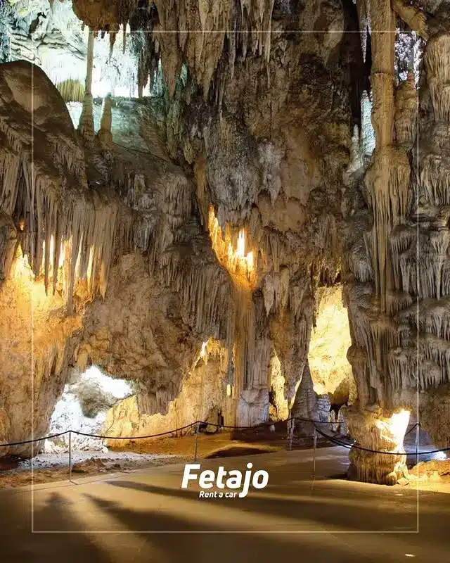 Nerja Caves entrance on the Costa del Sol, visit by rental car with Fetajo