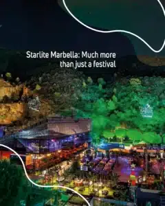 Starlite Occident venue in Marbella lit up at night, an ideal stop for a car rental Marbella trip