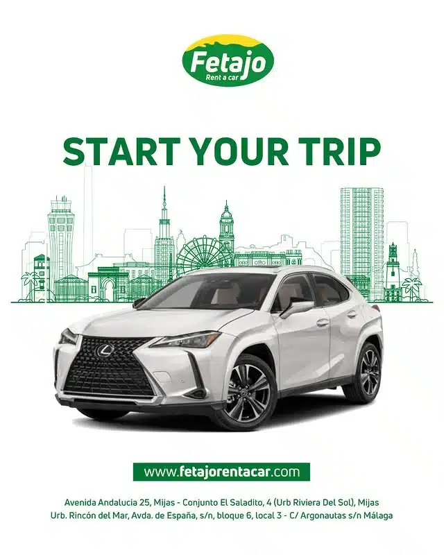 car rental Malaga Airport with Fetajo, a white SUV ready to start your trip across the Costa del Sol