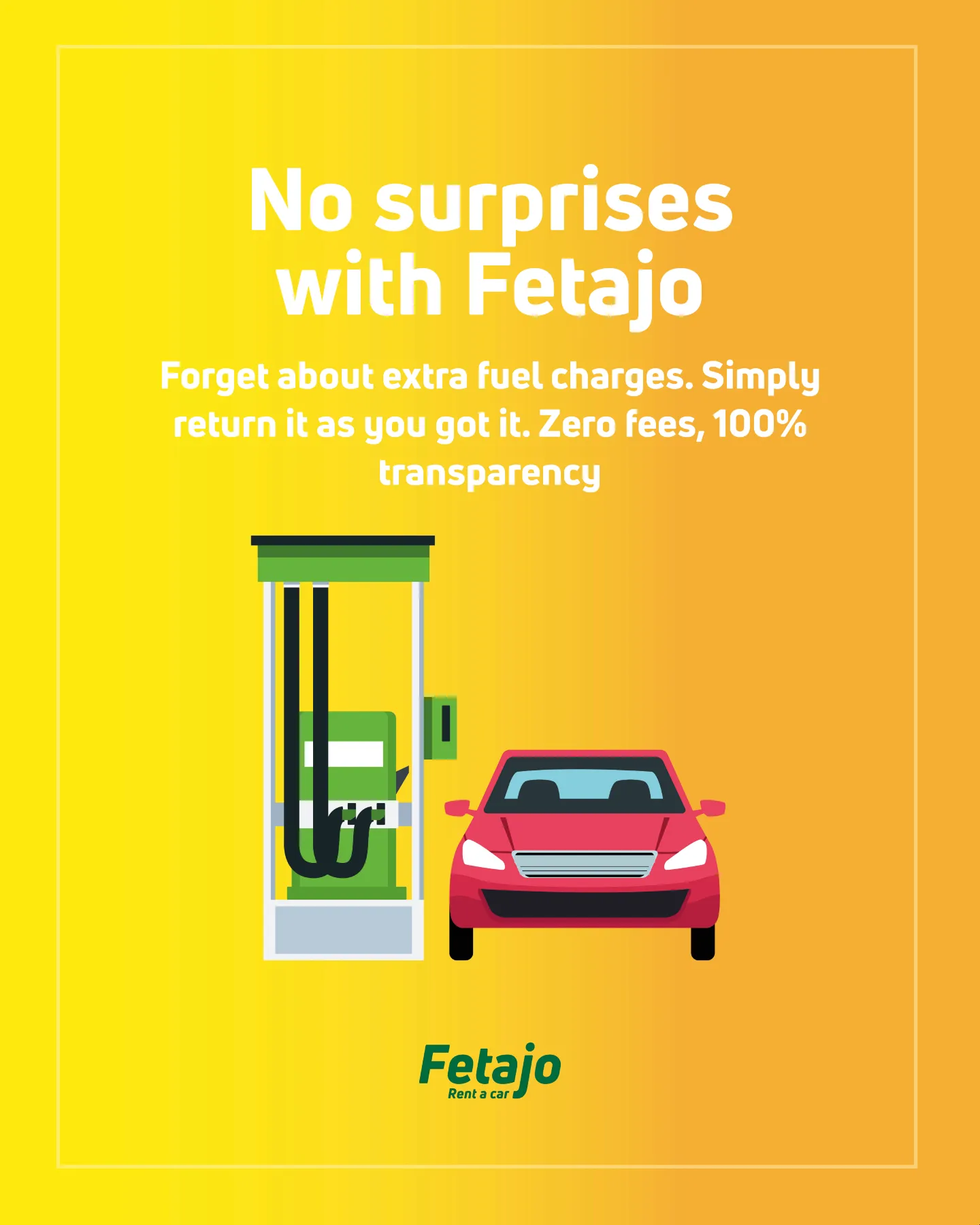 No hidden fuel fees with Fetajo, a transparent car rental Málaga service